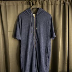 Women’s Plus Size 6X Fuzzy Hooded Romper Navy Blue