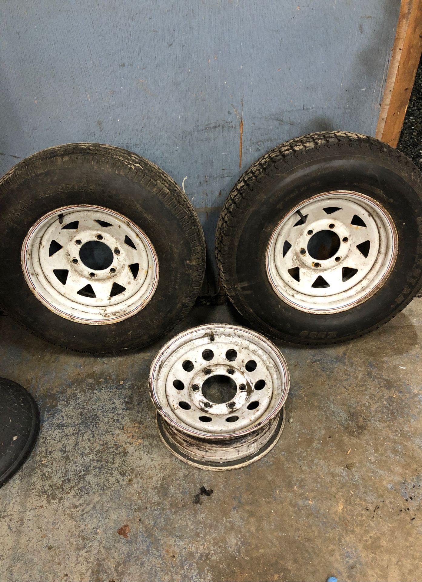 15” trailer tires and wheels 6lug