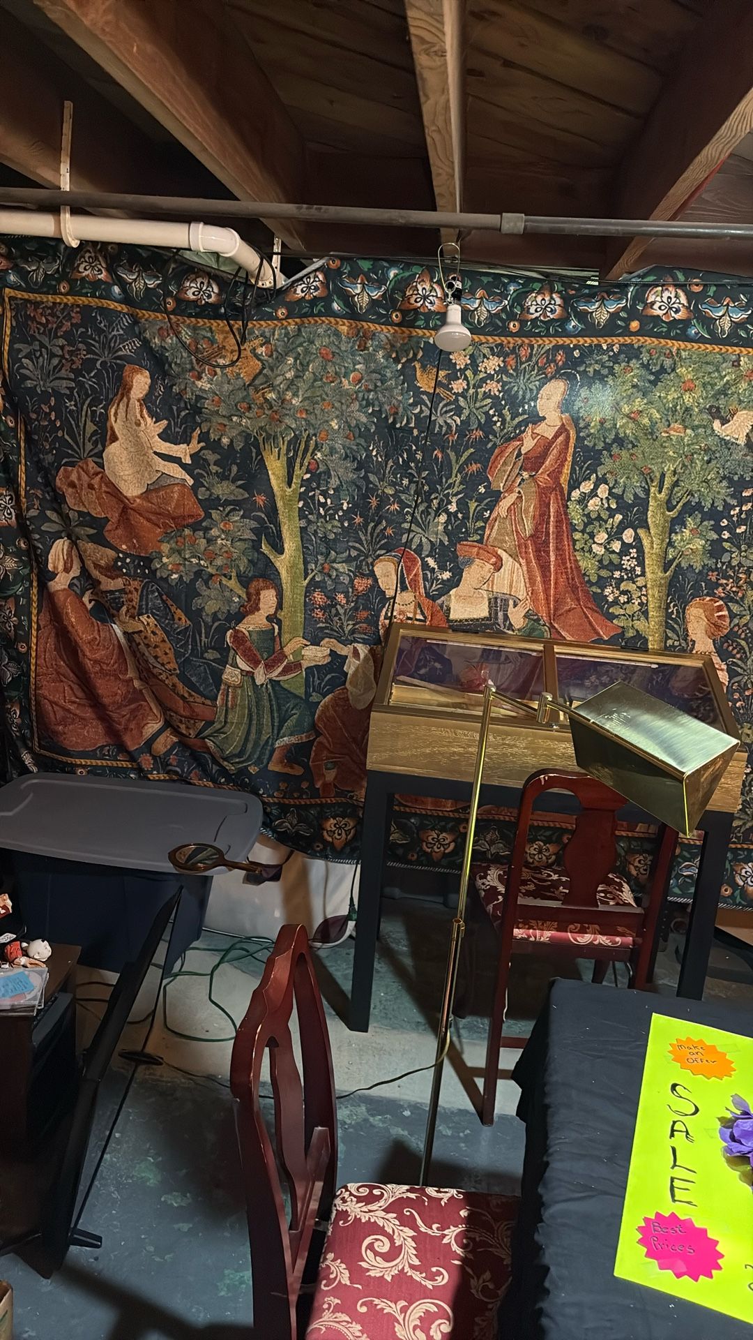 Wonderful Vintage Wall hanging Of A Medeveile Garden