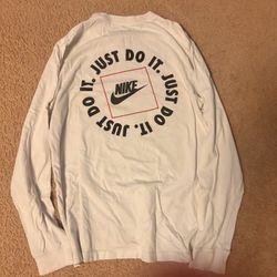 White and Black Nike Graphic Long Sleeve 