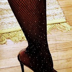 Black Fishnet Heels Sizs 8.5