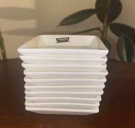 10-NEW/ small white ceramic square dish by the brand Newborn Table Ware.
