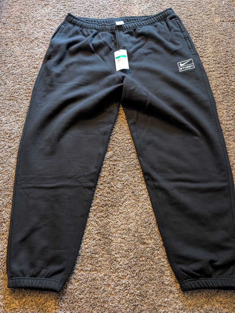 New Nike x Stussy Fleece Trousers Size XL Baggy Sweatpants Stitched Logo 23/24