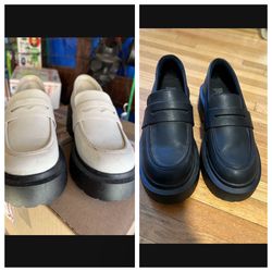 2 pairs wild fable chunky loafers white black 7.5 women’s 7 1/2
