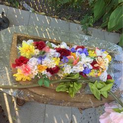 Large Pink Rose And Colorful Flowers Table Decor 