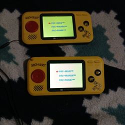 Pac man handheld arcade game , has three games inside