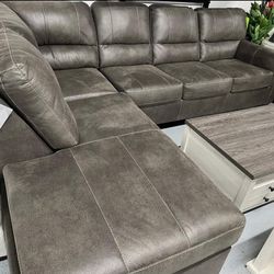 Faux Leather Sleeper Sectional Couch With Chaise* Brand New 💧$49 Pay Easily 