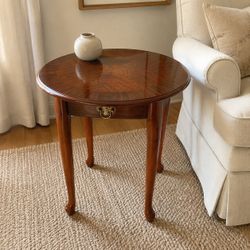 Vintage Round Wood Side Table