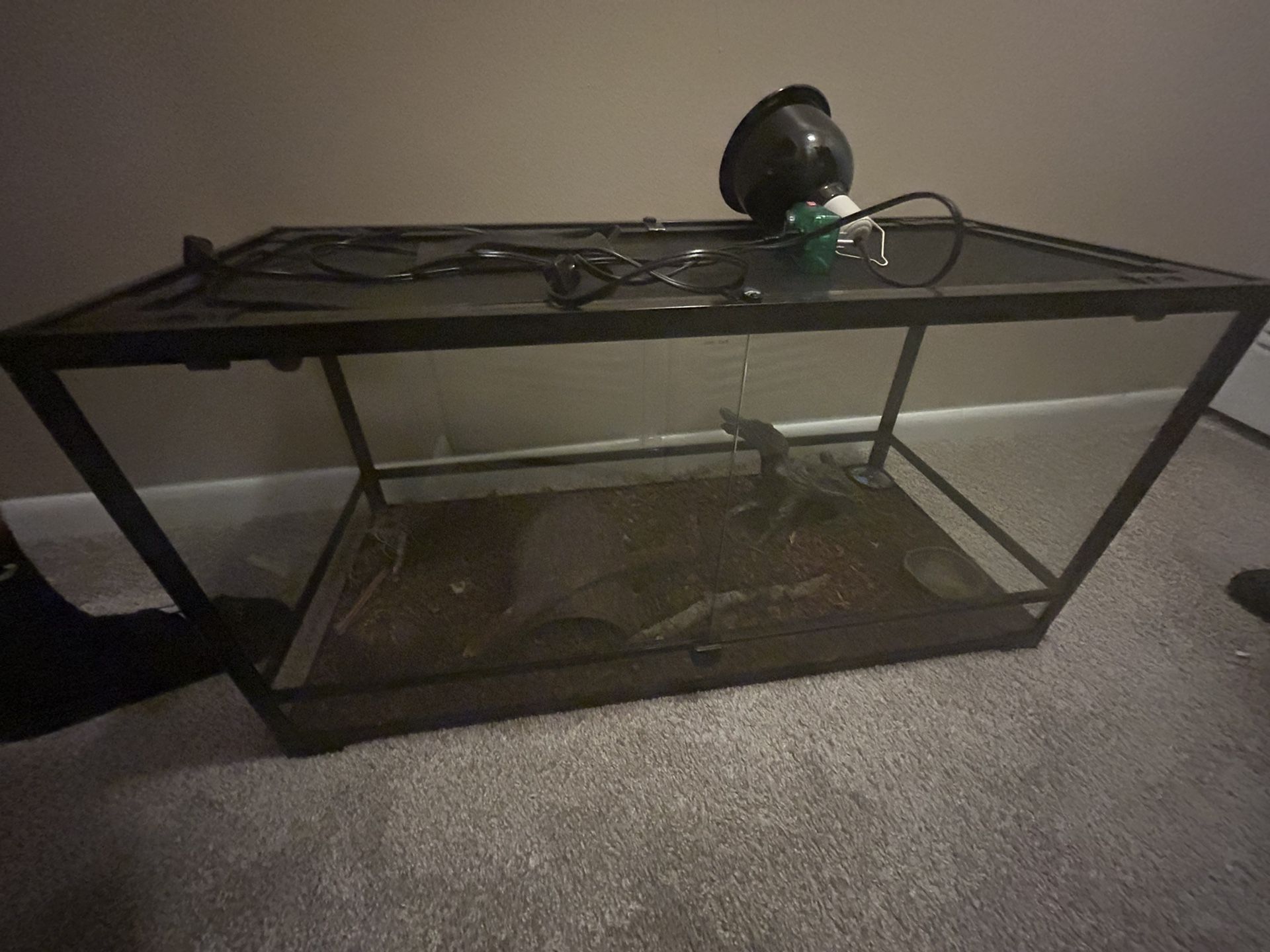 40 Gallon Reptile Tank W/ Heat Lamp