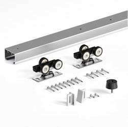 FINOSEN 7FT Sliding Pocket Door Hardware Track Kit,Aluminum,Commercial Grade,Top Mount,Heavy Duty,Smoothly And Quite,Easy To Install For 32"-42" Door(