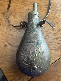 Antique US Military Brass Powder Flask