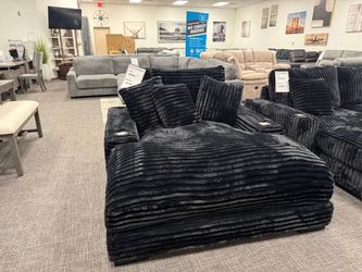 Black Oversized Corduroy Chaise Lounge Chair