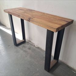 Rustic Wooden Console Table w/ Black Legs
