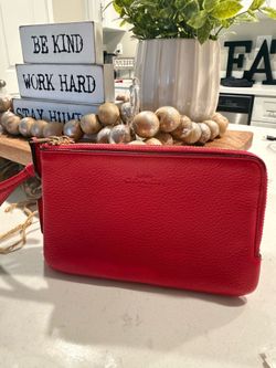 Hot pink double pocket wristlet