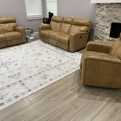 Camel Leather Living Room Set - OBO