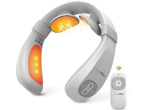 Electric Pulse Neck Massager for Pain Relief, Cunmiso Intelligent Neck Massage with Heat, 6 Modes 15 Levels Cordless Deep Tissue Trigger Point Massage