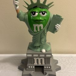 M&M's Ms. Liberty Candy Dispenser Statue of Liberty Green Gray 10" Used