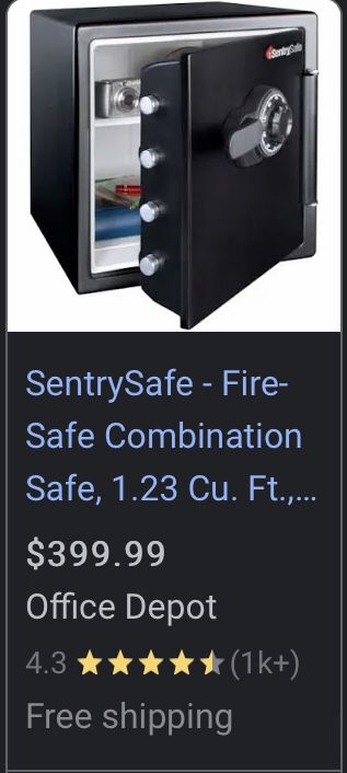 Safe Sentrysafe SFW123CS Fire-Resistant Safe and Waterproof Safe with Dial  Combination Lock, 1.23 cu. ft for Sale in Phoenix, AZ OfferUp