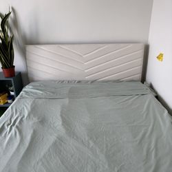 Cream Upholstered Full Size Bed Frame