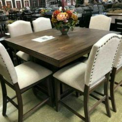 Regent Grayish Brown Counter Height Set / Dining Room Table, 4 Chairs 1669