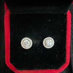 Round Halo Moissanite Stud Earrings
