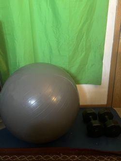 Yoga Ball And 10lb Dumbbells