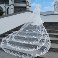 Elegant White/Ivory  Lace Wedding Veil
