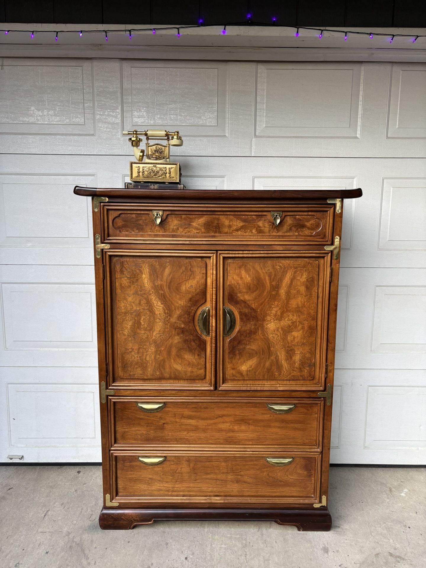 Vintage Mid Century Brass Storage Chest of Drawers Armoire •FREE DELIVERY•