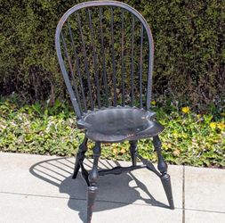 Vintage Authentic Seraph Windsor Bowback Side Chair with Milk Paint Crackle Finish Signed