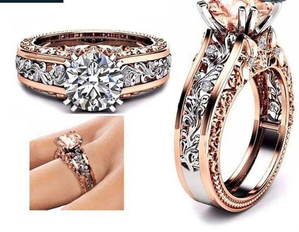*NEW ARRIVAL* Filigree Rose Gold White Sapphire Engagement Wedding Ring Sizes 5/8/9/10 and 11 *See My Other 800 Items*