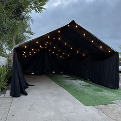 Tent With Drape And String Lights 