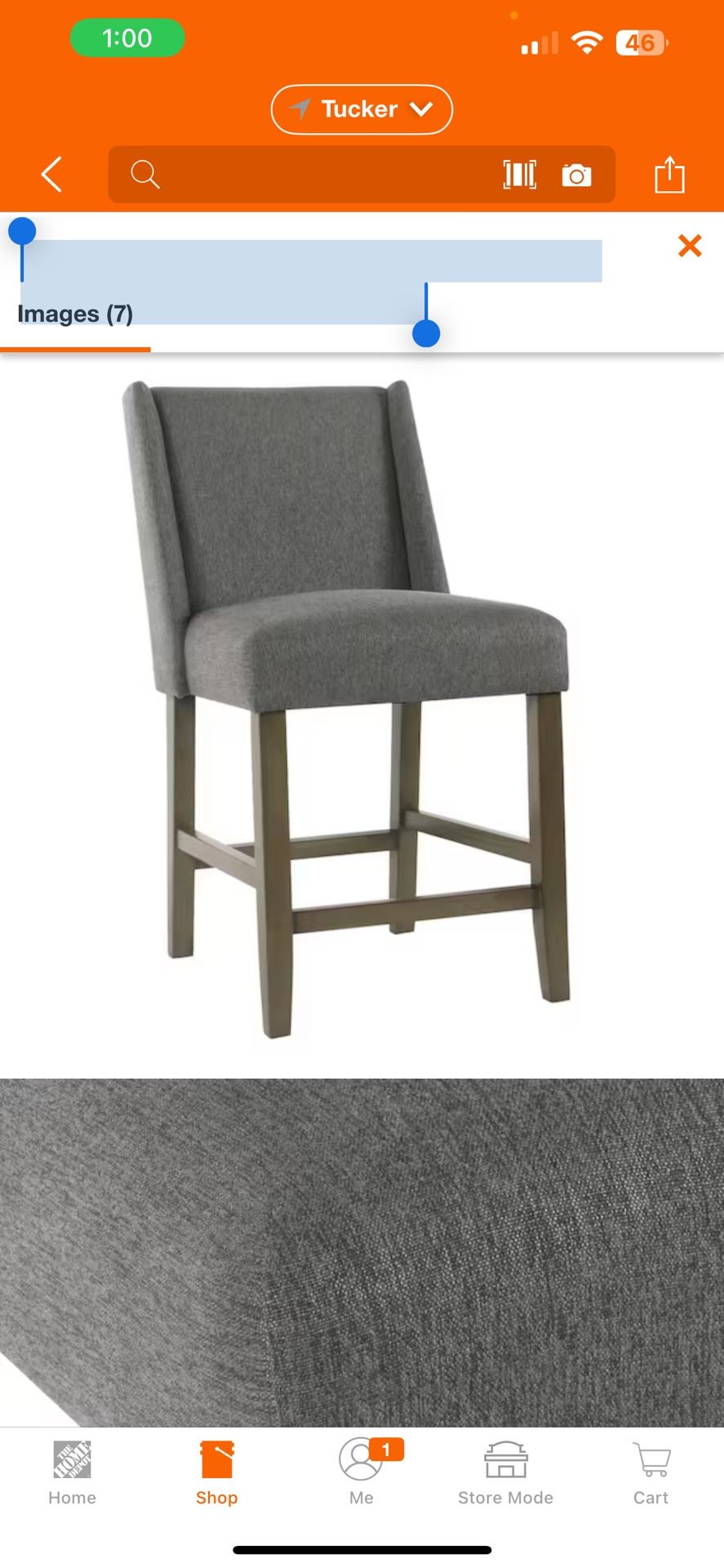 Dinah Pewter Upholstery 26 in. Counter Height Bar Stool