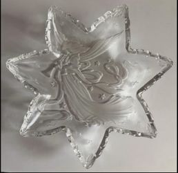 Mikasa Crystal/Glass Star 13 in, Angel Making Music Christmas Serving Platter