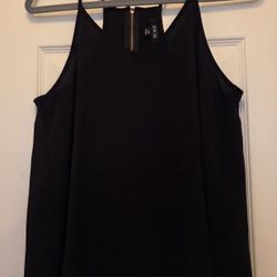 Womens Halter Swing Top With Gold Zipper Details On Back - Size M - Black