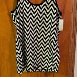 NWT Black And Silver Metallic Zig Zag Tank Size XXL 