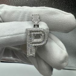 A Moissanite Initial in Sterling Silver with a CTW of 2.28 in Bugget Style