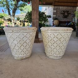 White Diamond Clay Pots . (Planters) Plants, Pottery, Talavera $80 cada una.