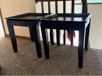 Pair of large solid wood end tables or side tables