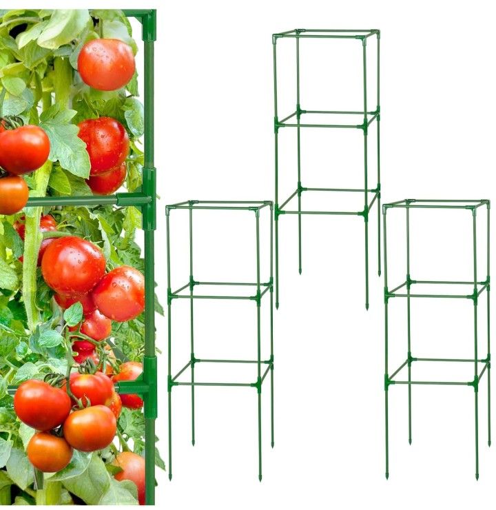 3 Pack Easy to Assemble Square Tomato Plant Support Poles