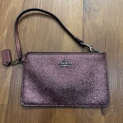 coach pink glitter clutch wristlet