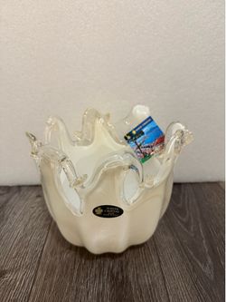 White Cristal Hand Made in Italy Art Glass Bowl