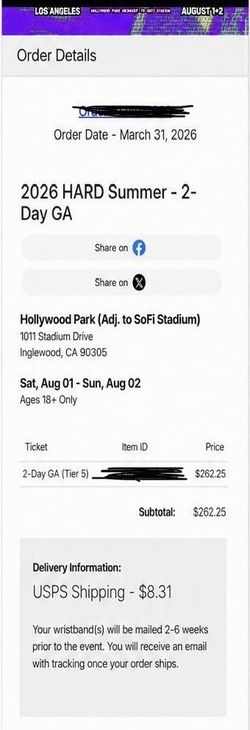 Hard summer 2 day GA pass