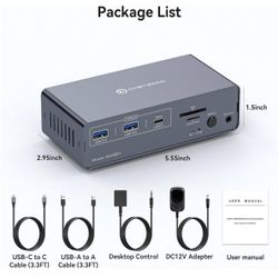 KVM Docking Station USB C KVM Switch 2 Monitors 2 Computers HDMI 4K60Hz EDID Dual Monitor Switcher for Laptop and PC Share 13 in 1 Dock Model: SW525
