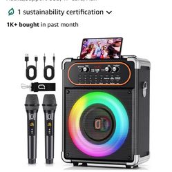 Karaoke Machine +2 Microphones Portable Bluetooth 5.3 Speaker PA Echo Adjustment
