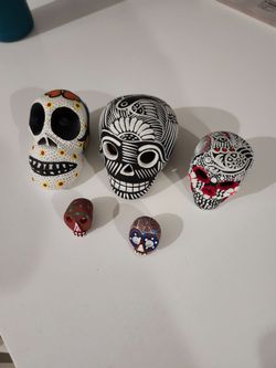 Hand-Painted Day of the Dead Skulls Set of 5
