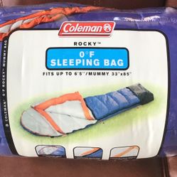 COLEMAN Rocky 0*F SLEEPING BAG - Mummy Bag 33”x85” BRAND NEW - Retail Price $99.00