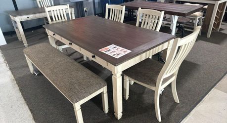 Olivia 🎉 brand new/ modern/luxury 🌼 Farmhouse Dining Table Set with Chairs and Bench