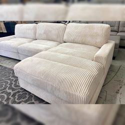 Brand New 3pc Sectional Cream Beige Corduroy 127x66 for $699