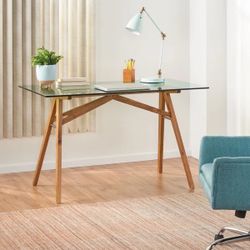 Desk with green glass top