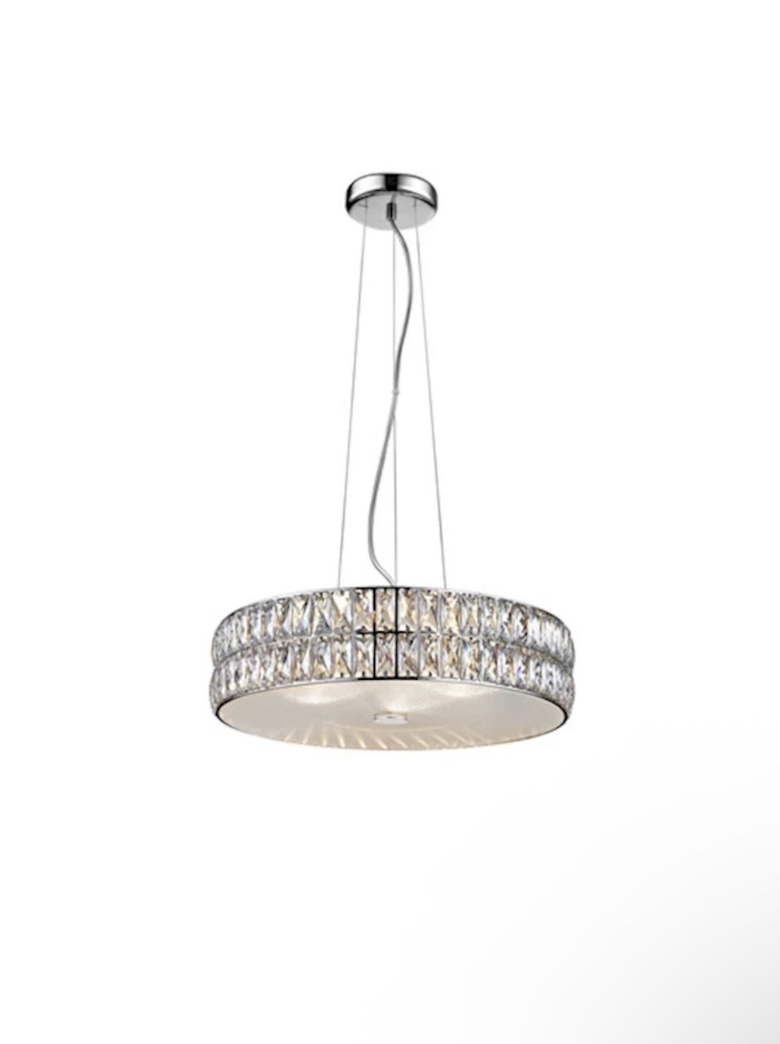New 18” W Magari Large Pendant, Mirror Steel - Dimmable Adjustable Height 62359LEDD-MSS-CRY